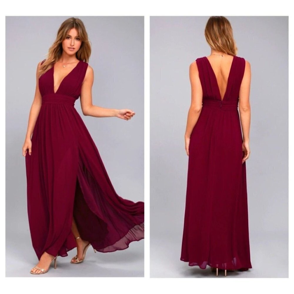 Lulus Heavenly Hues  A-line Gown In Burgundy S